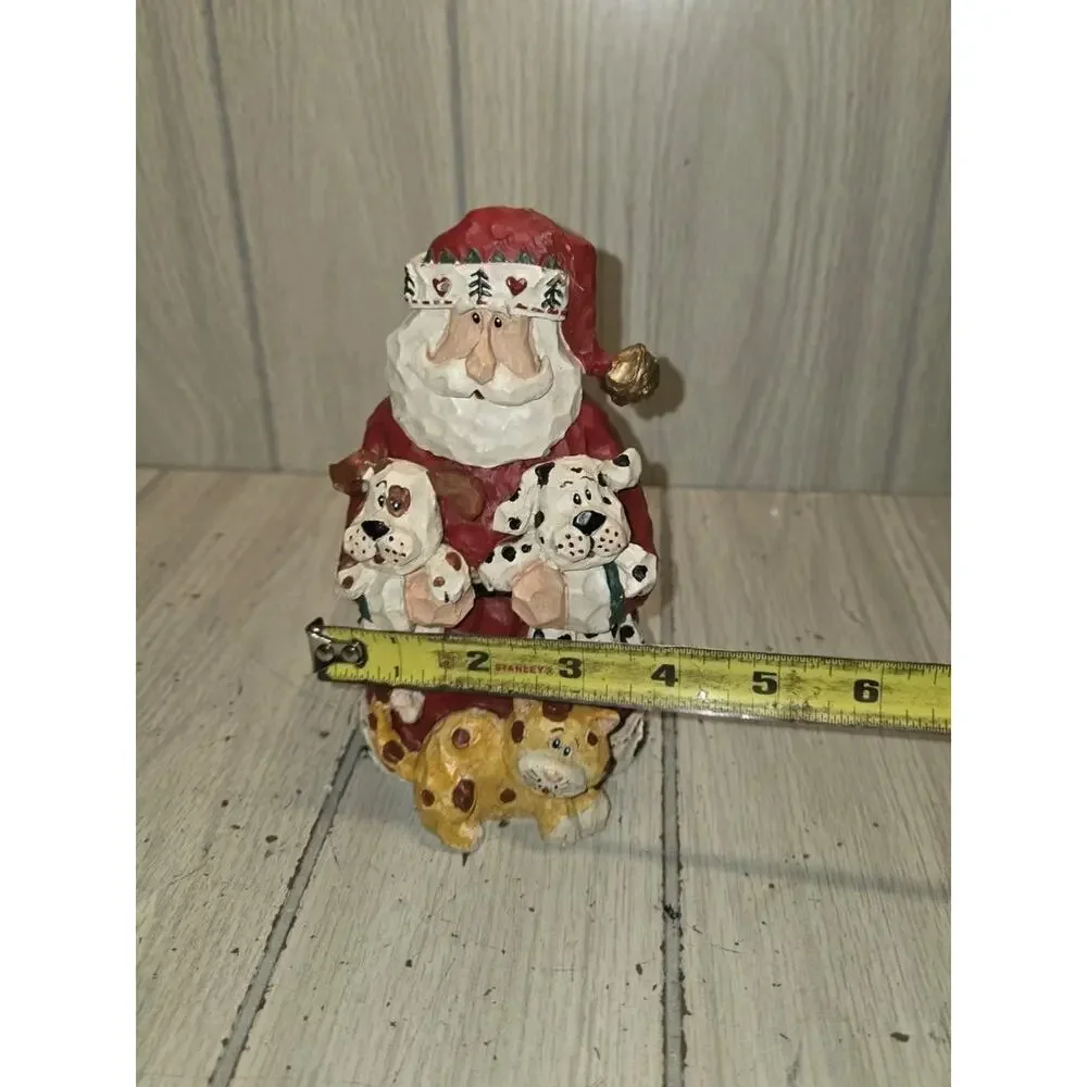 Vintage Santa Claus Puppy Love Figurine Dalmatian Beagle Kitty Cat Home Interior